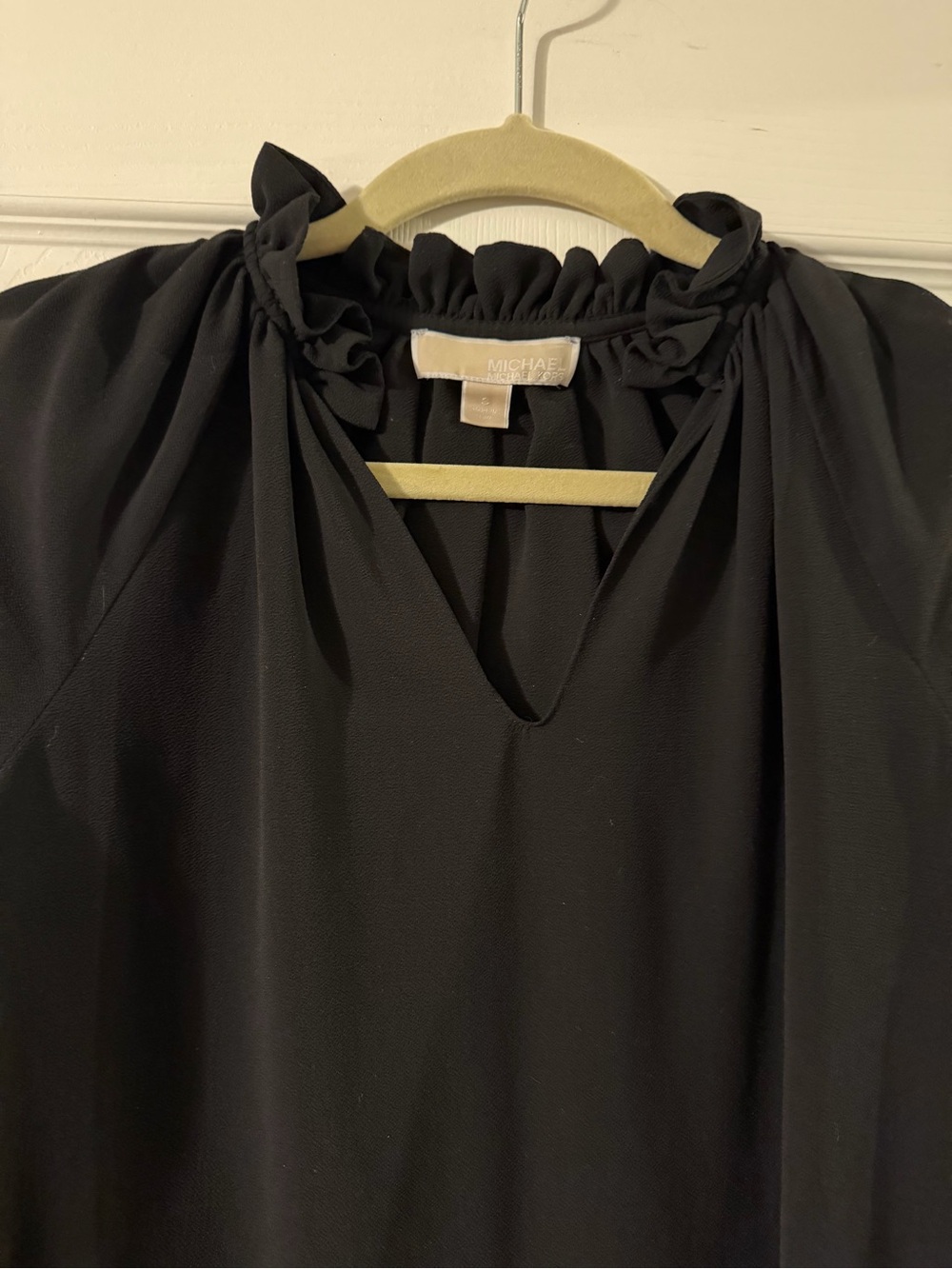 MICHAEL Michael Kors Black Ruffle-Neck Blouse